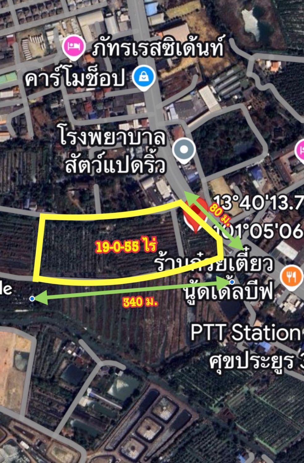 ขายที่ดิน 19ไร่ 55วา
