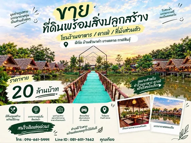 ขายที่ดินพร้อมสิ่งปลูกสร้าง ติดถนน 4 เลน ทำเลหัวนาคำ–ยางตลาด กาฬสินธุ์