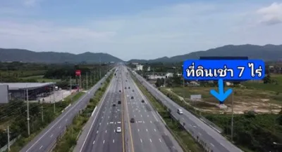 ให้เช่าที่ดินระยะยาว พื้นที่ 7 ไร่ บางพระ ศรีราชา ชลบุรี พื้นที่สีเหลือง ที่ดินติดทางคู่ขนาน เส้น 3701