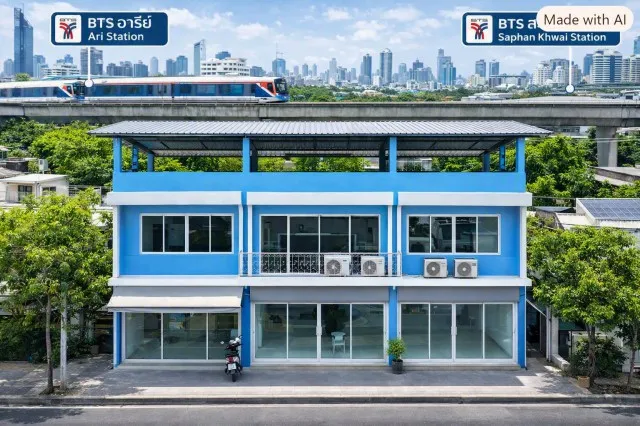 260922ppntufbo ให้เช่า อาคารพาณิชย์ จดทะเบียนได้ 3 ชั้น 3นอน ทำโรงแรมได้ ร้านอาหารได้  BTSอารีย์ 1.8กม.BTS สะพานควาย 915 ม. 2น้ำ ใกล้